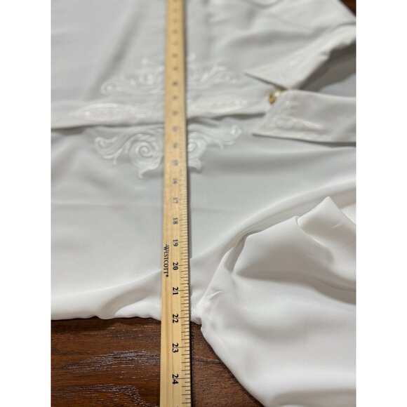 Vintage Jaclyn Smith White Embroidered Blouse With Pearl Buttons Size 14 - Picture 8 of 11